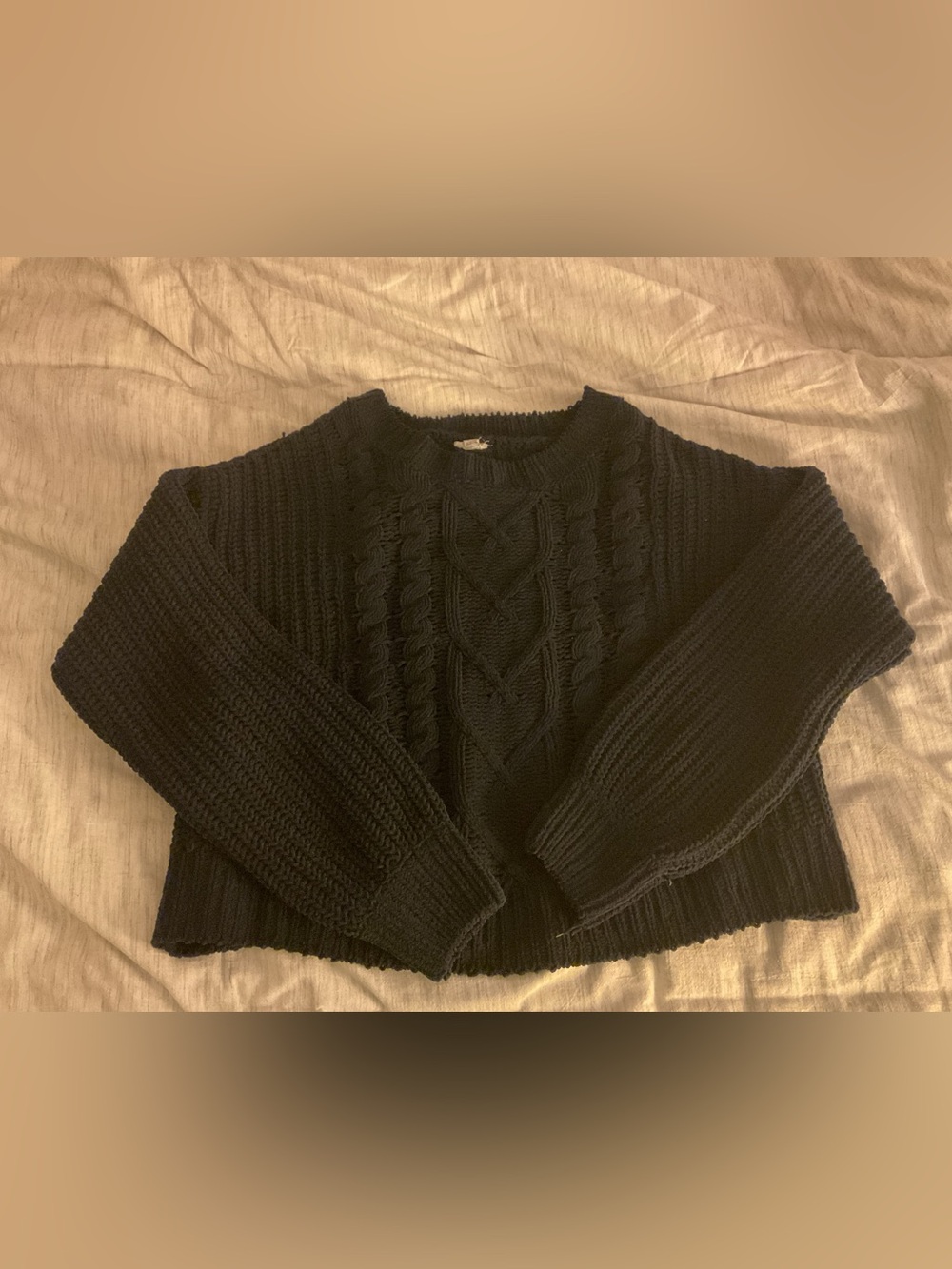 Garage navy blue Cable Crewneck Sweater